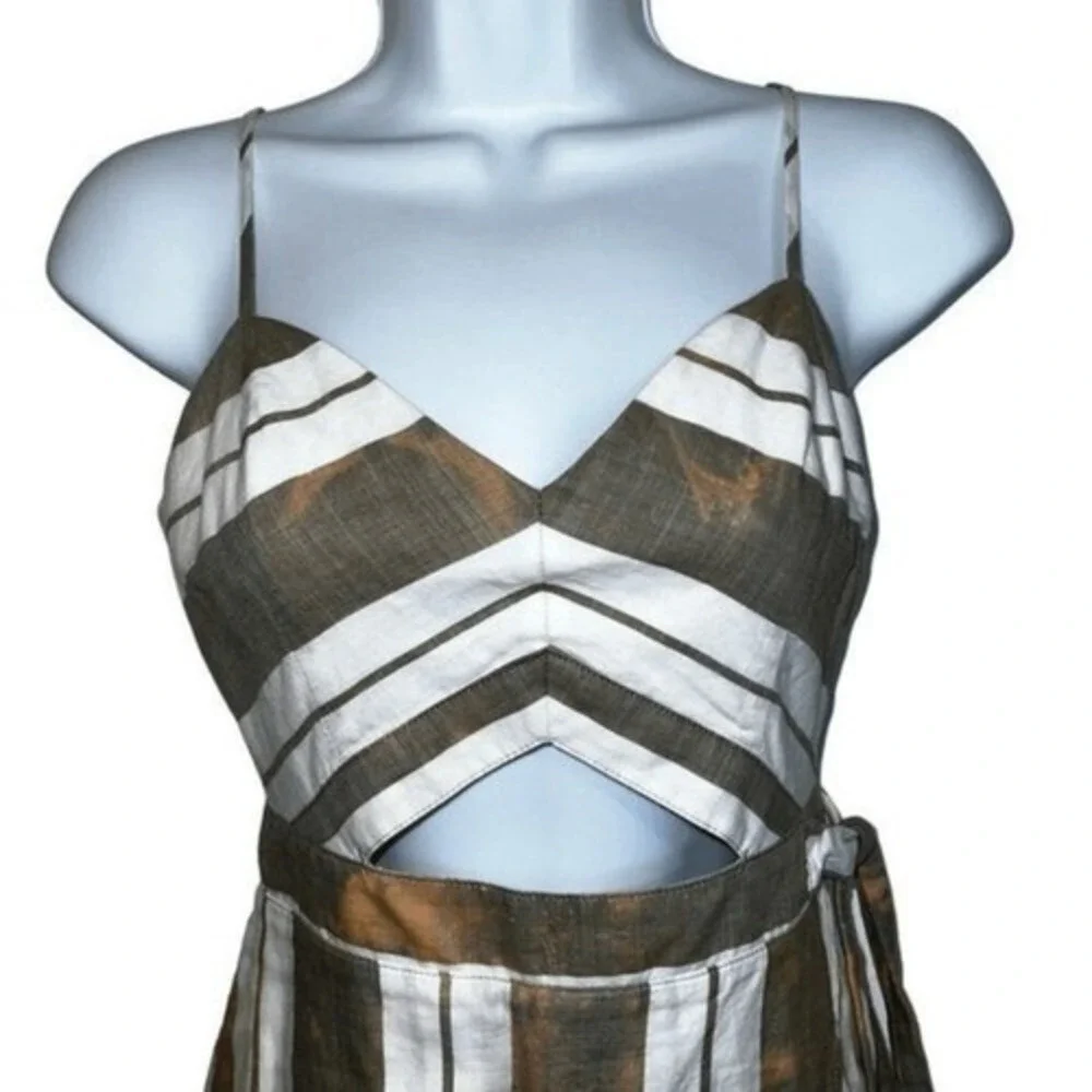 EXPRESS Cut Out  Stripe Color Splashed Faux Wrap Cotton Midi Dress NWOT Size 0 - Picture 3 of 9